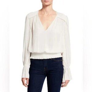 Ramy Brook Cream Peasant Top Small Lina Relaxed